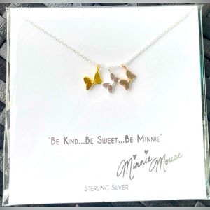 Disney Minnie Butterfly Necklace - Be Kind, Be Sweet, Be Mine  - NEW - S/Silver